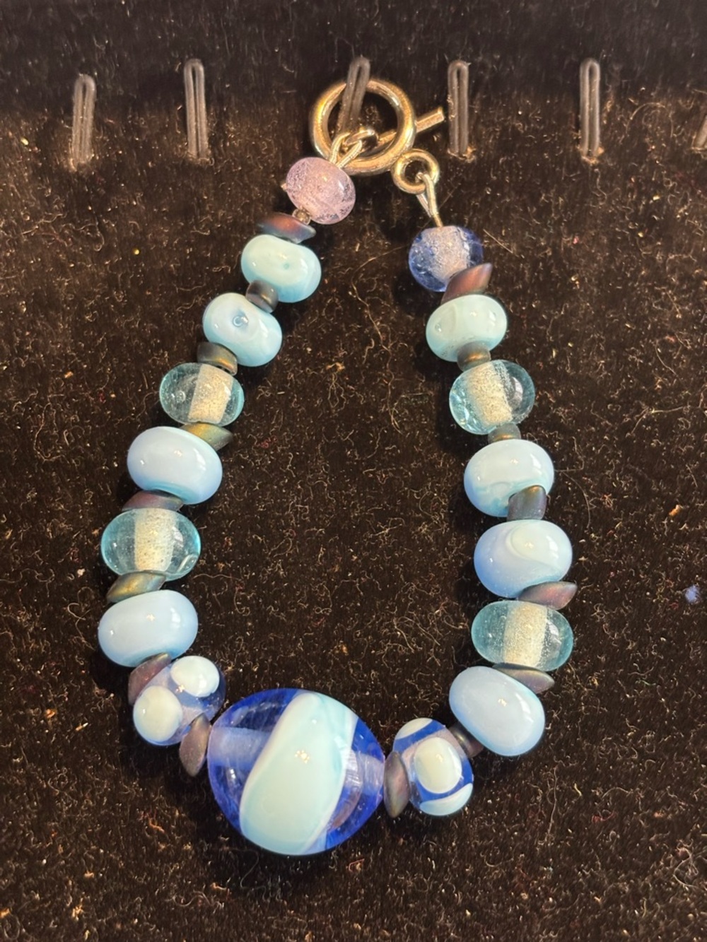 Handmade glass lampwork bead bracelet